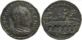 Trajan Decius (249-251). Caria, Antioch ad Maeandrum. Æ (36mm, 21.65g, 6h). Laureate, draped and cuirassed bust r. R/ Bridge of six arches with gatewa...