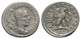 Trajan Decius (249-251). Seleucis and Pieria, Antioch. AR Tetradrachm (27mm, 12.14g, 6h). AD 250-1. Laureate, draped and cuirassed bust r., seen from ...