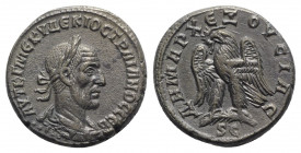 Trajan Decius (249-251). Seleucis and Pieria, Antioch. BI Tetradrachm (25mm, 11.34g, 12h). Laureate, draped and cuirassed bust r.; five pellets below....