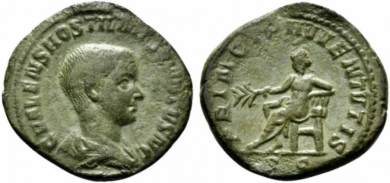 Hostilian (Caesar, 250-251). Æ Sestertius (31mm, 18.70g, 12h). Rome, AD 251. Bar...