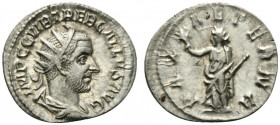 Trebonianus Gallus (251-253). AR Antoninianus (23mm, 2.47g, 12h). Rome, AD 252. Radiate, draped and cuirassed bust r. R/ Pax standing facing, head l.,...