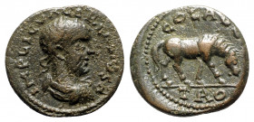 Valerian I (253-260). Troas, Alexandria. Æ (22.5mm, 6.02g, 6h). Laureate, draped and cuirassed bust r. R/ Horse grazing r. Bellinger A436. Near VF