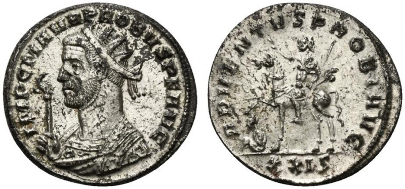 Probus (276-282). Radiate (21.5mm, 3.32g, 6h). Siscia. Radiate and mantled bust ...