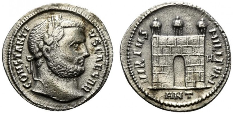 Constantius I (Caesar, 293-305). AR Argenteus (19mm, 3.09g, 6h). Antioch, c. AD ...