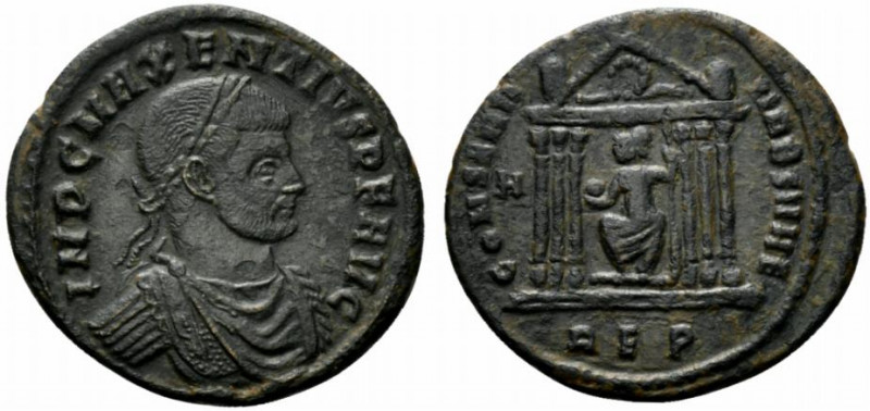 Maxentius (307-312). Æ Follis (25mm, 5.27g, 12h). Rome, 310-1. Laureate and cuir...