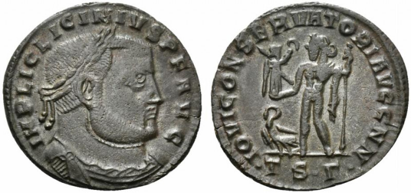 Licinius I (308-324). Æ Follis (23mm, 3.55g, 12h). Thessalonica, 312-3. Laureate...