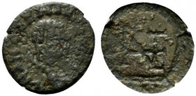 Anthemius (467-472). Æ (12mm, 1.13g, 12h). Rome, 467-472. Pearl-diademed, draped and cuirassed bust r. R/ Monogram within wreath; [RM]. RIC X 2854. Ex...