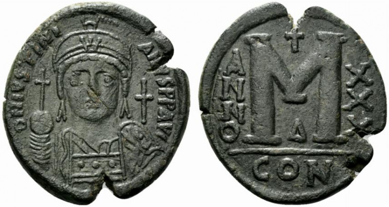 Justinian I (527-565). Æ 40 Nummi (27.5mm, 16.29g, 6h). Constantinople, year 30 ...