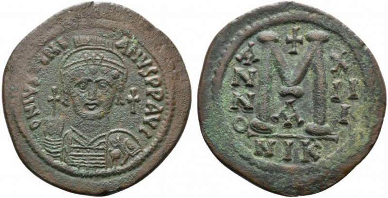 Justinian I (527-565). Æ 40 Nummi (41mm, 22.84g, 6h). Nicomedia, year 13 (539/40...