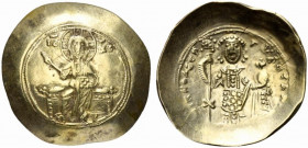 Nicephorus III Botaniates (1078-1081). EL Histamenon Nomisma (28.5mm, 4.24g, 6h). Constantinople. Christ Pantokrator enthoned facing; throne without b...