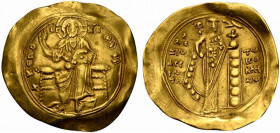 Alexius I (1081-1118). AV Hyperpyron (30mm, 4.26g, 6h). Constantinople, 1092/3-1118. Christ Pantokrator enthroned facing. R/ Alexius standing facing, ...