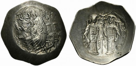 Alexius III Angelus-Comnenus (1195-1203). EL Aspron Trachy Nomisma (27mm, 4.38g, 6h). Constantinople, 1197-1203. Christ Pantokrator enthroned facing. ...