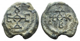 Byzantine Pb Seal, c. 7th-11th century (24mm, 14.30g, 12h). Monogram. R/ Monogram. VF – Good VF