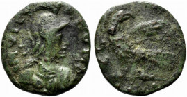 Ostrogoths, Theoderic (493-526). Æ 40 Nummi (23mm, 11.27g, 12h). Rome. Helmeted and draped bust of Roma r. R/ Eagle standing l. on ground line, head r...