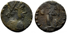 Vandals, under Gaiseric or Huneric, c. 5th- 6th century. Æ Nummus (11mm, 1.24g, 6h). Carthage. Diademed, draped and cuirassed bust r. R/ Victory stand...