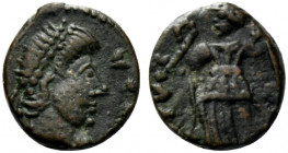 Vandals, under Gaiseric or Huneric, c. 5th- 6th century. Æ Nummus (10.5mm, 1.13g, 6h). Carthage. Diademed, draped and cuirassed bust r. R/ Victory sta...