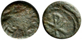 Vandals, c. 5th- 6th century. Æ (8.5mm, 0.64g, 12h). Diademed and draped bust r. R/ Christogram within laurel wreath. BMC Vandals 158-63. Near VF