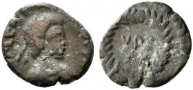 Vandals. Pseudo-Imperial coinage, c. 6th century AD. Æ Nummus (12mm, 1.26g, 6h). Diademed, draped and cuirassed bust r. R/ VOT/[…] in two lines within...