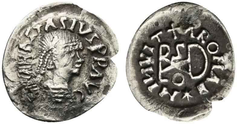 Gepids, Uncertain king, c. 454-552. AR Quarter Siliqua (15mm, 0.55g, 6h). Sirmiu...