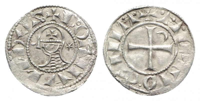 Crusaders, Antioch. Bohemund III (1163-1201). AR Denier (17.5mm, 0.98g, 1h). Hel...