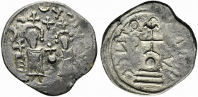 East Asia, contemporary imitation of Heraclius with Heraclius Constantine (610-641). AR Hexagram (24mm, 6.67g, 6h). Two imperial figures facing, both ...