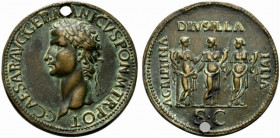 Paduan Medals. Gaius (Caligula, 37-41). Cast Æ Sestertius (36mm, 18.88g, 6h). After Giavanii Cavino, c. 1500-1570. Laureate head l. R/ The three siste...