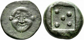 Sicily, Himera, c. 430-420 BC. Replica of Æ Pentonkion (29.5mm, 28.02g). Facing gorgoneion with protruding tongue and furrowed cheeks. R/ Five pellets...