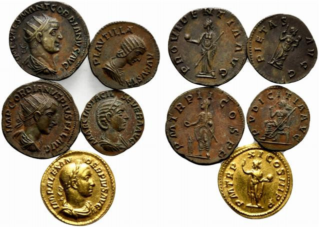 Lot of 5 Replicas of Roman Imperial coins, for study. Lot sold as is, no return