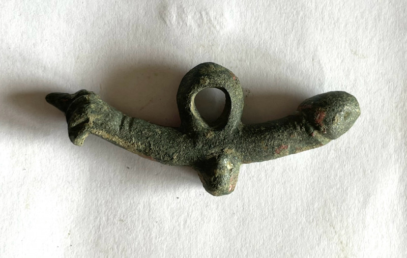 Roman bronze "fist and phallus" amulet with a manus fica; ca. 1st - 3rd centurie...