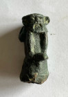 Roman bronze crouching ithyphallic pygmy statuette; iron oxides on the base; ca. 2nd - 3rd centuries AD; height cm 4,2