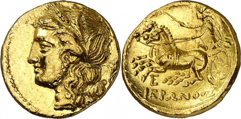 Hierón II (275-215 a.C.). Sicilia. Siracusa. Hemiestátera de oro. (S. 983 var) (...