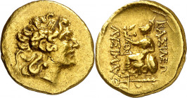 (88-86 a.C.). A nombre de Lisímaco. Tracia. Tomis. Estátera de oro. (S. 1708 var) (CNG. III, 1931). 8,17 g. MBC+.