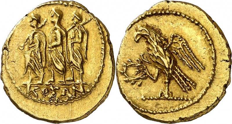(42-29 a.C.). Tracia. Koson. Estátera de oro. (S. 1733) (CNG. III, 2049 var).. 8...