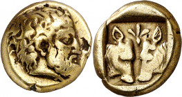 (454-427 a.C.). Lesbos. Mytilene. Hekté. (S. 4244 var) (CNG. VI, 976). 2,50 g. MBC/MBC+.