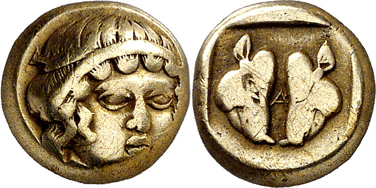 (454-427 a.C.). Lesbos. Mytilene. Hekté. (S. 4245 var) (CNG. VI, 971). Ex Hirsch...