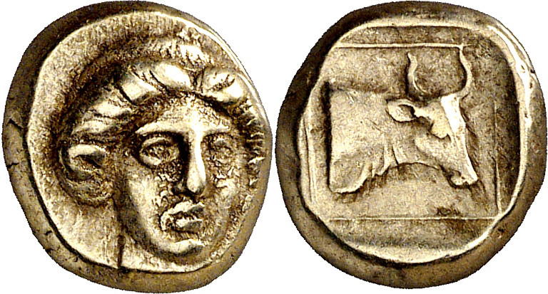 (412-378 a.C.). Lesbos. Mytilene. Hekté. (S. 4245 var) (CNG. VI, 987, mismo ejem...