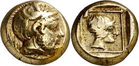 (412-378 a.C.). Lesbos. Mytilene. Hekté. (S. falta) (CNG. VI, 991). Ex Numismatik Naumann 03/11/2013, nº 236. 2,54 g. MBC+.