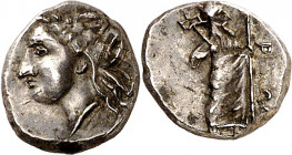 Sátrapas de Caria. Hidrieo (351-344 a.C.). Trihemióbolo. (S. falta) (BMC. XVIII, falta). 0,69 g. EBC-.