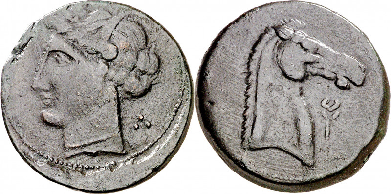 (260-240 a.C.). Incierta Sardo-Púnica. AE 28. (S. 6520 var, como de Cartago) (CN...