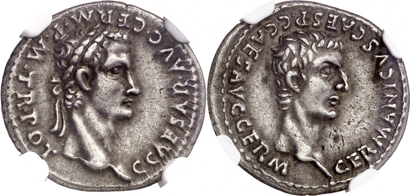 (37-38 d.C.). Calígula y Germánico. Denario. (Spink 1815 var) (S. 2) (RIC. 12). ...