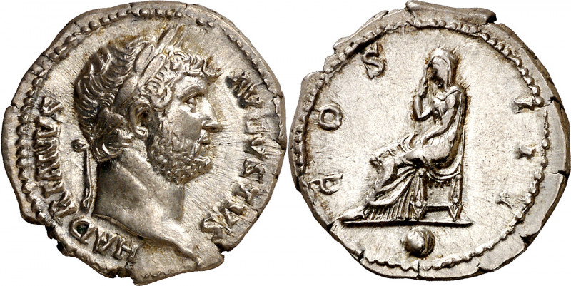 (126-127 d.C.). Adriano. Denario. (Spink 3478 var) (S. 394) (RIC. 857). Atractiv...