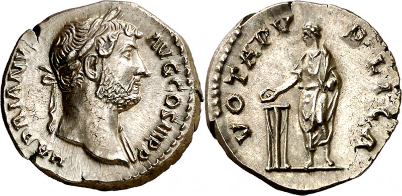 (137-138 d.C.). Adriano. Denario. (Spink 3550) (S. 1484 var) (RIC. 2325). Muy be...
