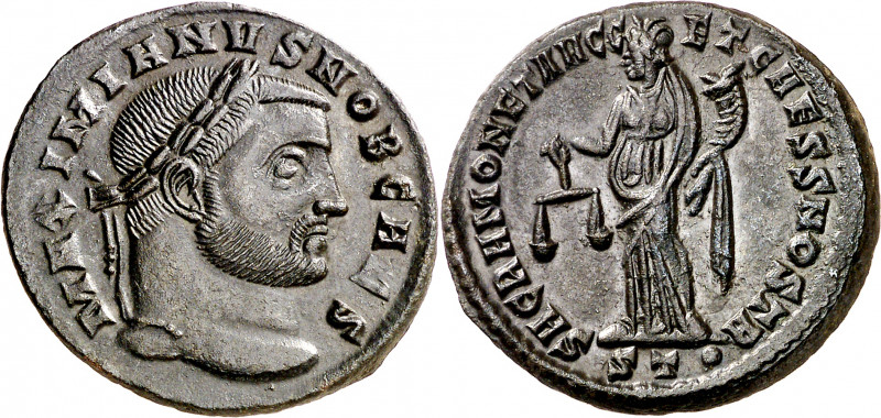(300-303 d.C.). Galerio Maximiano. Ticinum. Follis. (Spink. 14403) (Co. 188) (RI...