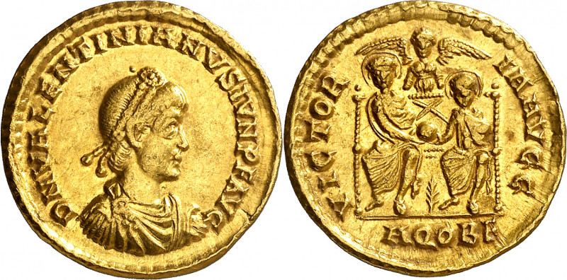 (379 d.C.). Valentiniano II. Aquileia. Sólido. (Spink 20183) (Co. 36) (RIC. 21d)...