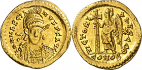 (450-457 d.C.). Marciano. Constantinopla. Sólido. (Spink. 21379) (Ratto 219) (RIC. 510). 4,42 g. MBC+.