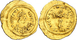 Justino II (565-578). ¿Cartagena?. Tremissis. (Ratto 766, como de Constantinopla) (S. 353, como de Constantinopla) (Grierson vol I, pág. 46-48) (RN 20...