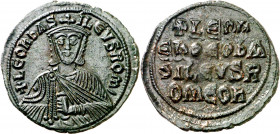León VI (886-912). Constantinopla. Follis. (Ratto 1873) (S. 1729). Bella. 6,05 g. EBC/EBC-.