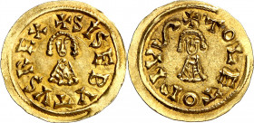 Sisebuto (612-621). Toleto (Toledo). Triente. (CNV. 229) (R.Pliego 267a). 1,51 g. EBC.