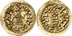 Wittiza (700-710). Mentesa (La Guardia). Triente. (CNV. 606 var) (R.Pliego 770 var). Rarísima. 1,28 g. EBC-.