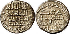 Califato. (AH 322 a 326). Abderrahman III. 1/3 de dinar. (V. 379 a 382). Fecha fuera de cospel, frecuente en este módulo. Rara. 1,26 g. MBC+.